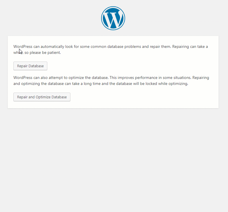 Repair Database Option