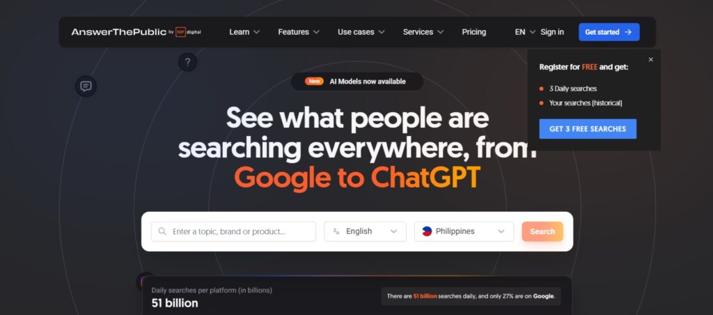 Answer The Public Homepage