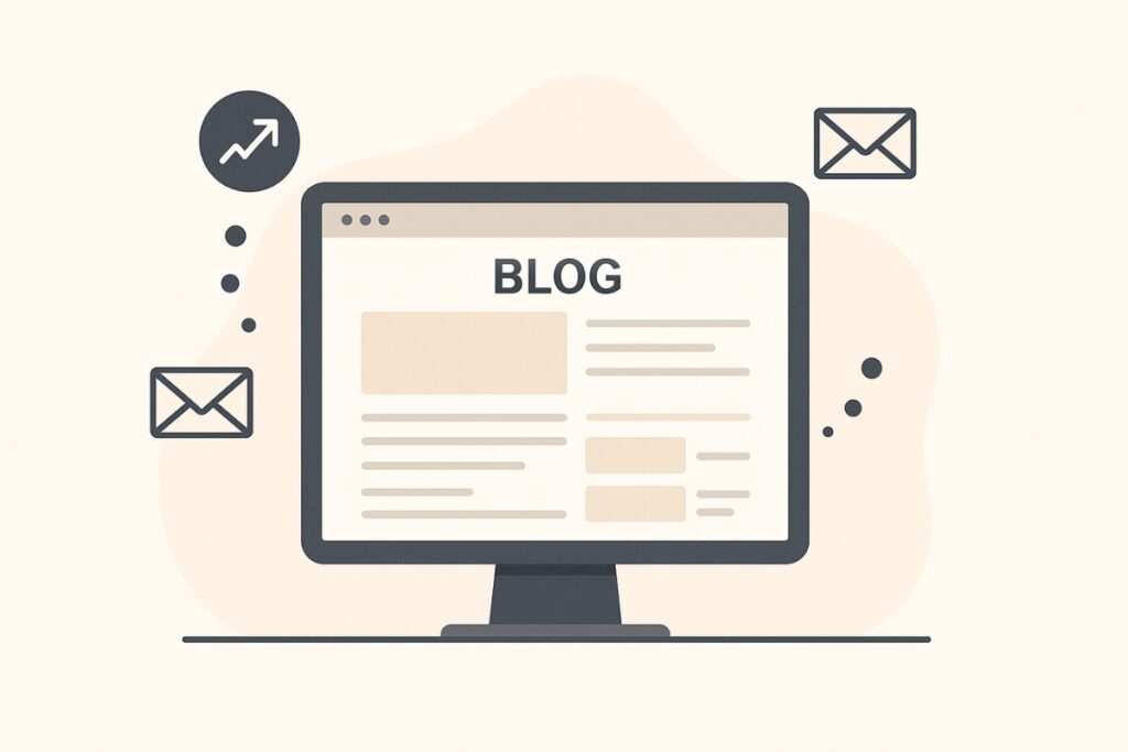 Blog content attracting organic traffic and supporting email newsletter growth