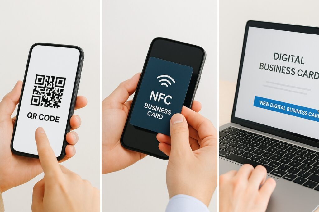 Different ways to share a digital business card QR, NFC, and link