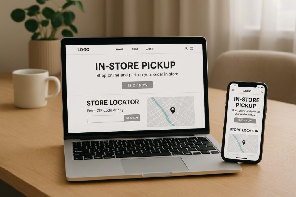 E-commerce website with local store locator and pickup options