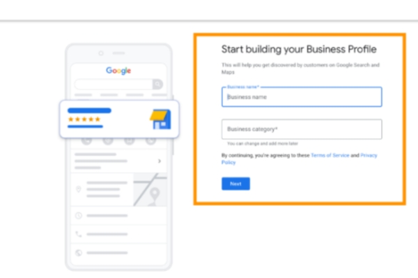 google screenshot of setting up your google business listing