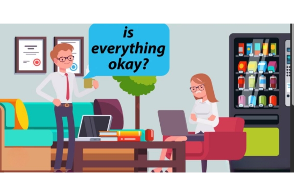 man asking woman if everything is okay after a bad google review