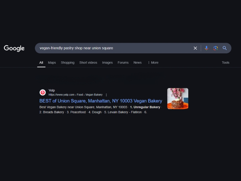 google screenshot of long tail keyword research