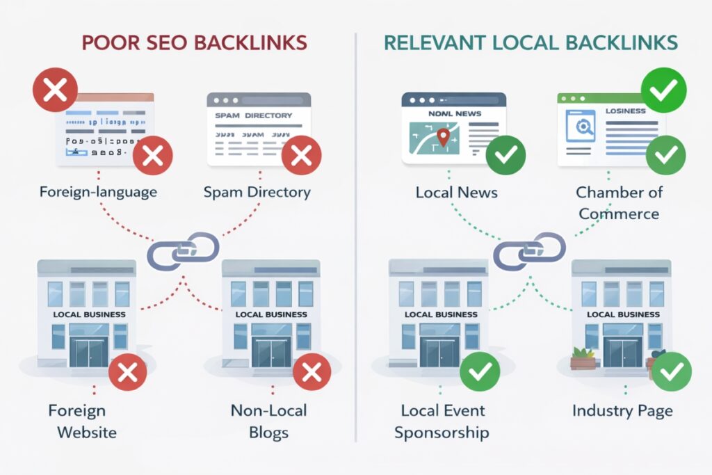 Low-quality backlinks versus relevant local SEO links
