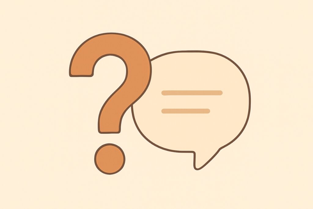 Question mark icon and speech bubble in flat minimal style.