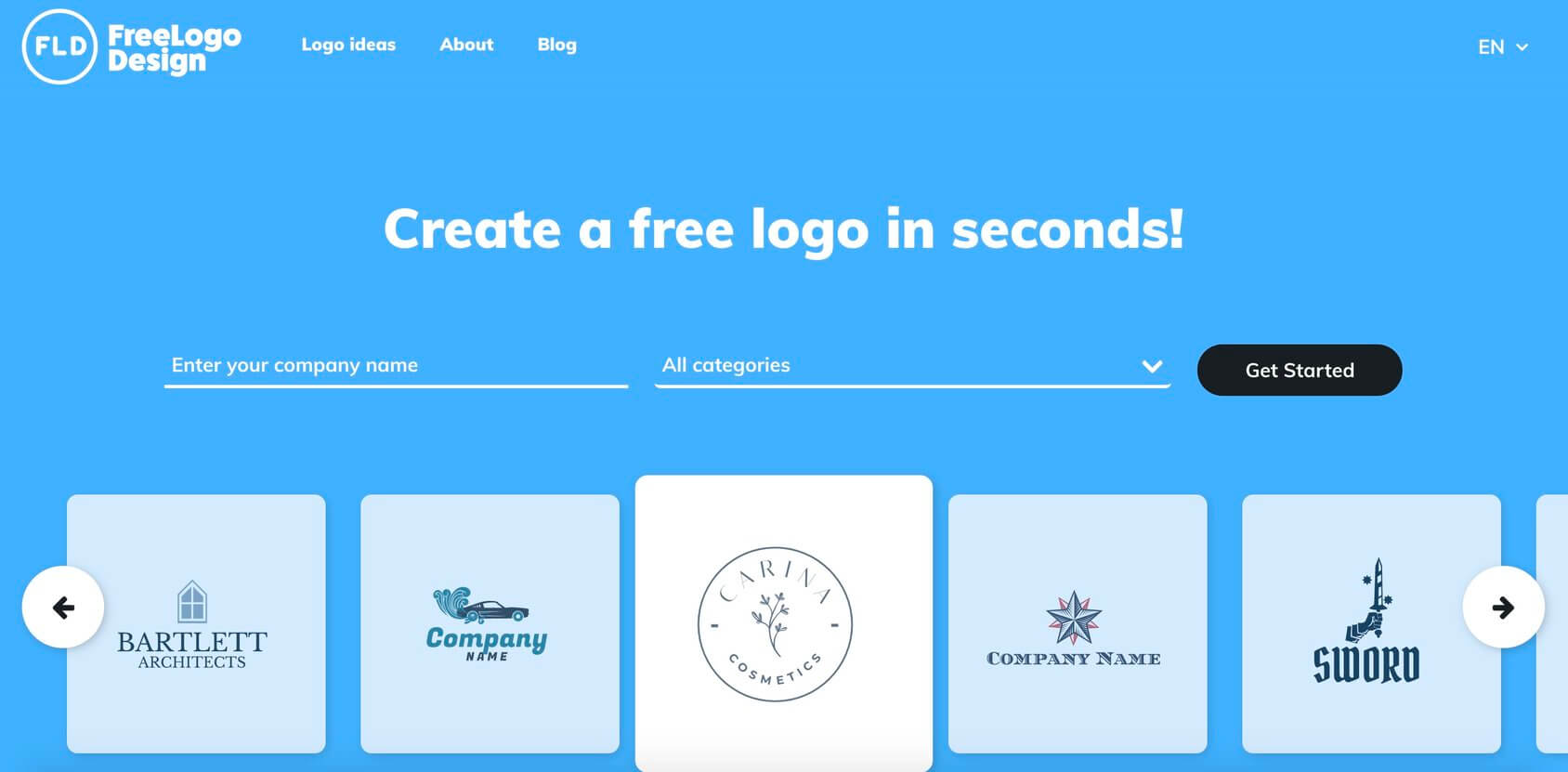 FreeLogoDesign homepage