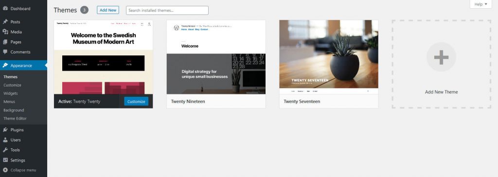 Search already installed themes in WordPress