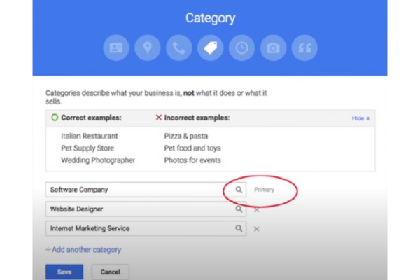 google business profile categories