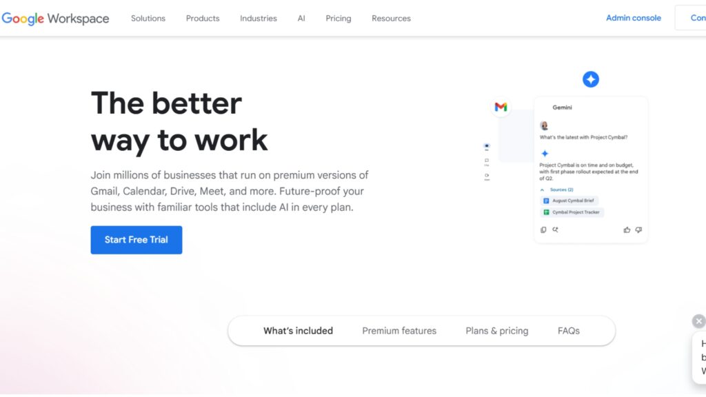 Google Workspace dashboard