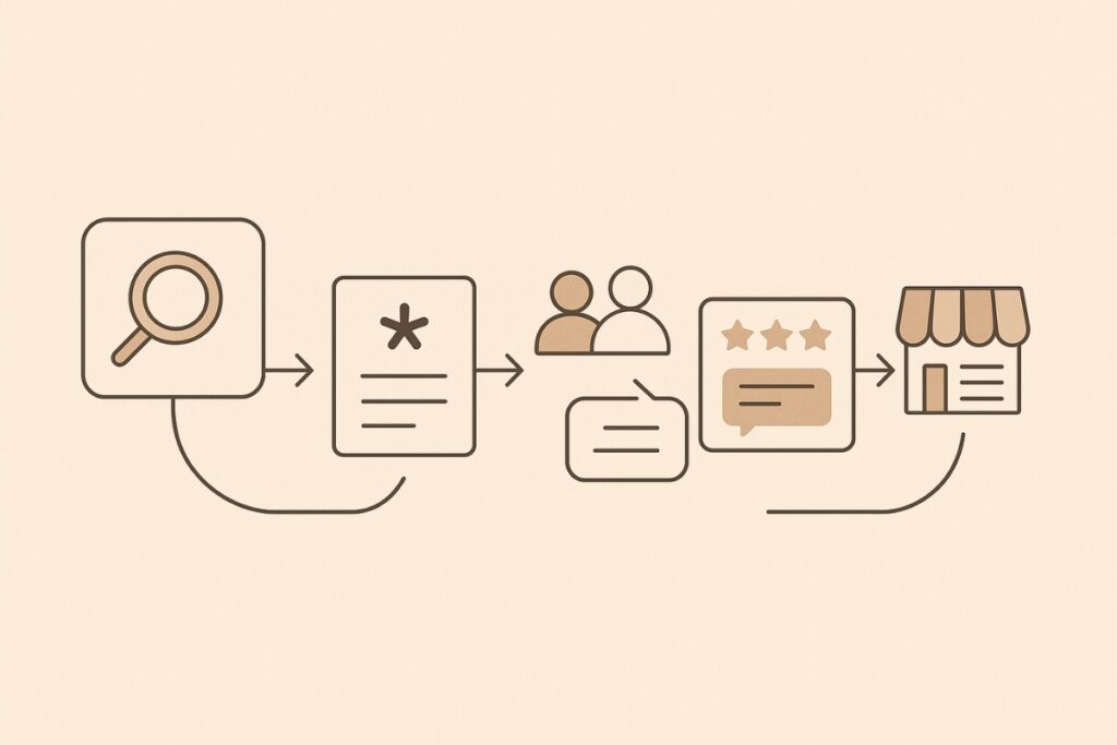 Step-by-step local SEO competitor analysis workflow illustration.