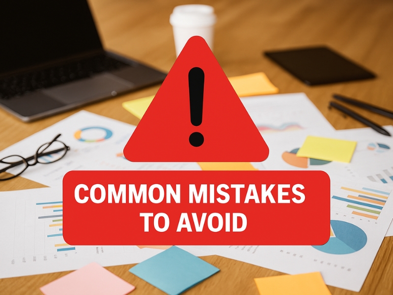 Warning sign symbolizing common mistakes to avoid when building a content marketing plan.