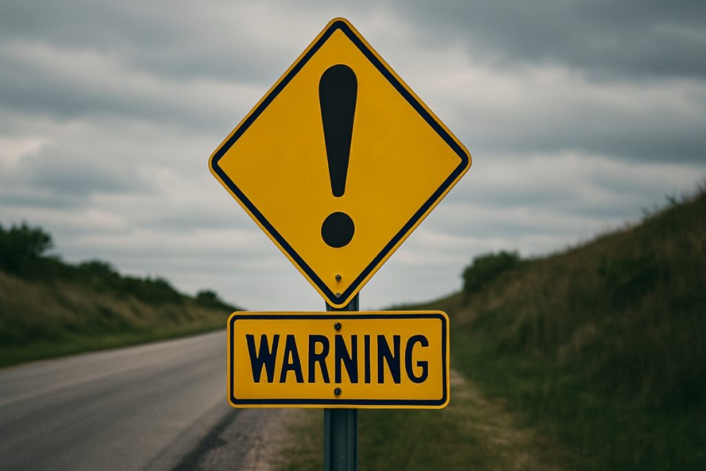 Warning sign symbolizing common mistakes to avoid when starting a Substack