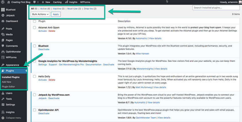 wordpress add plugins