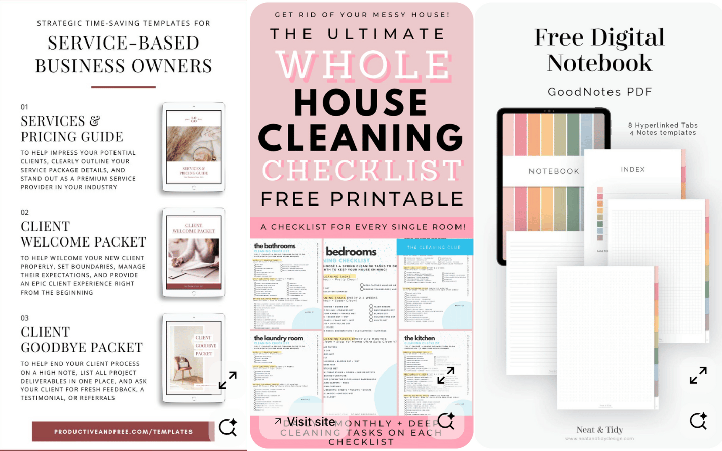 freebie or optin style pin examples