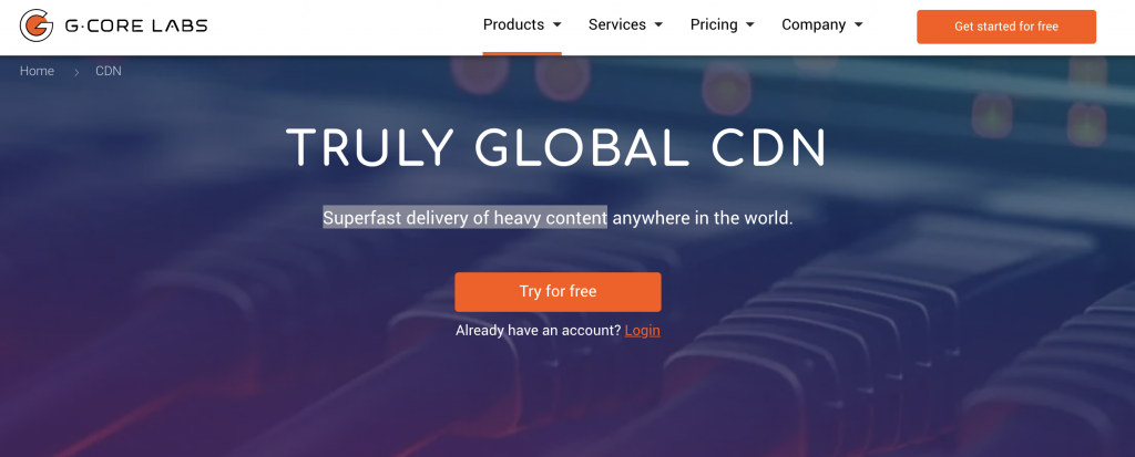 G-Core Labs CDN page