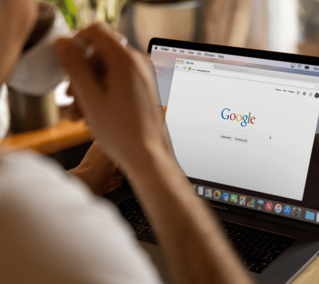 woman googling local business