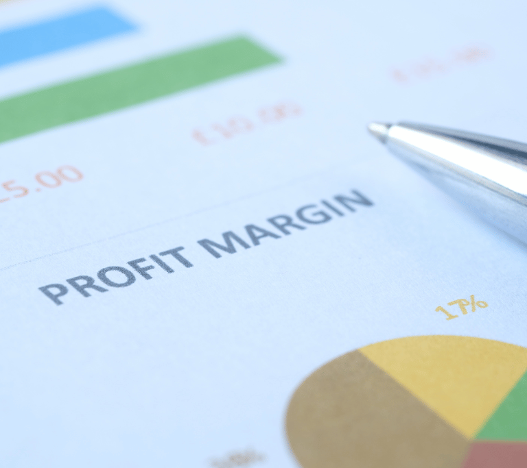 close up shot of pie graphs with profit margins