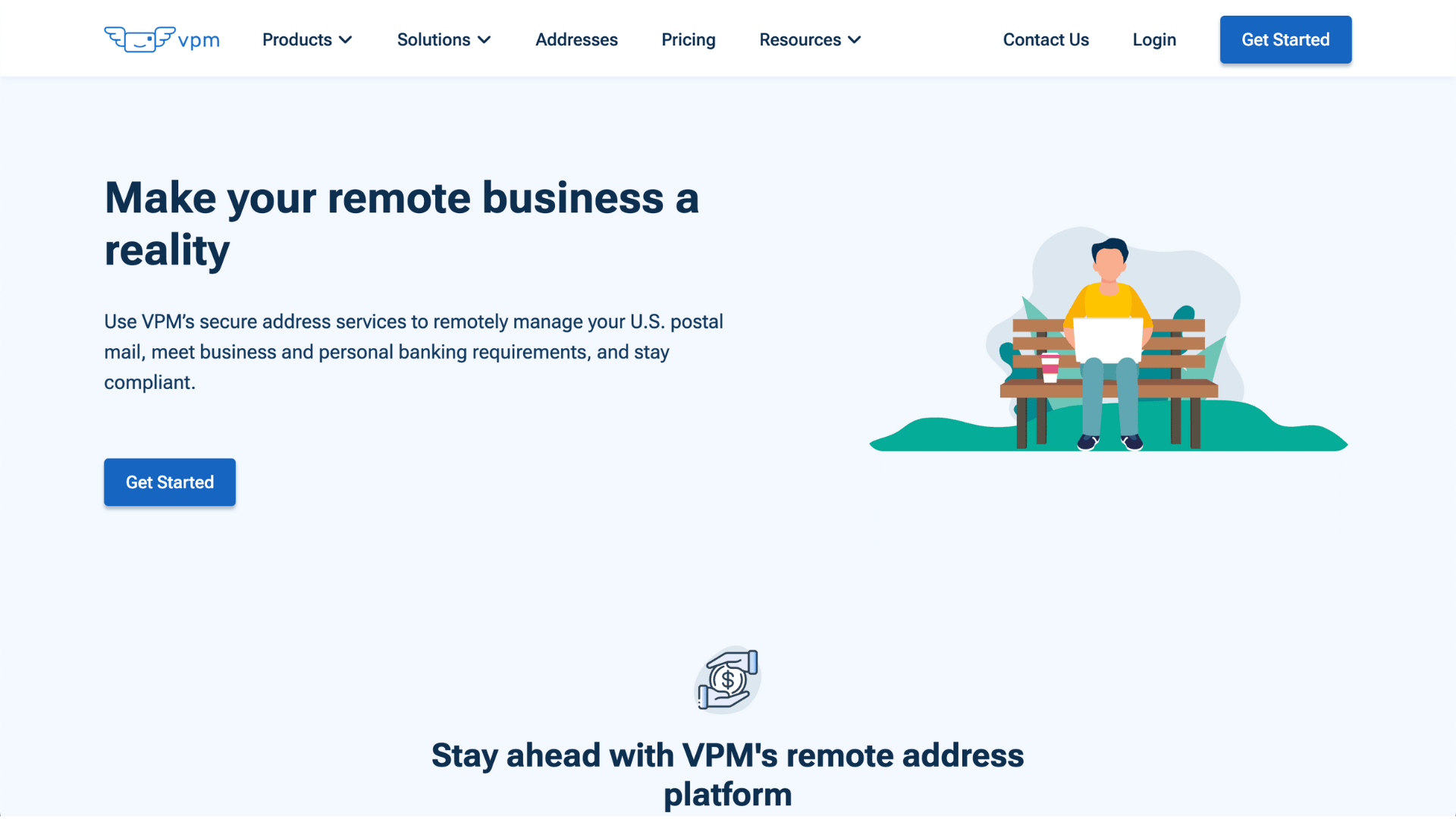 virtual post mail website homepage