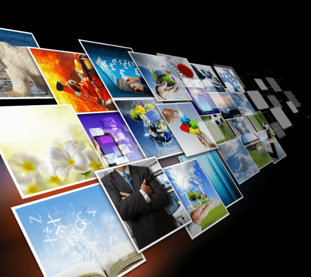 photo images floating into the distance